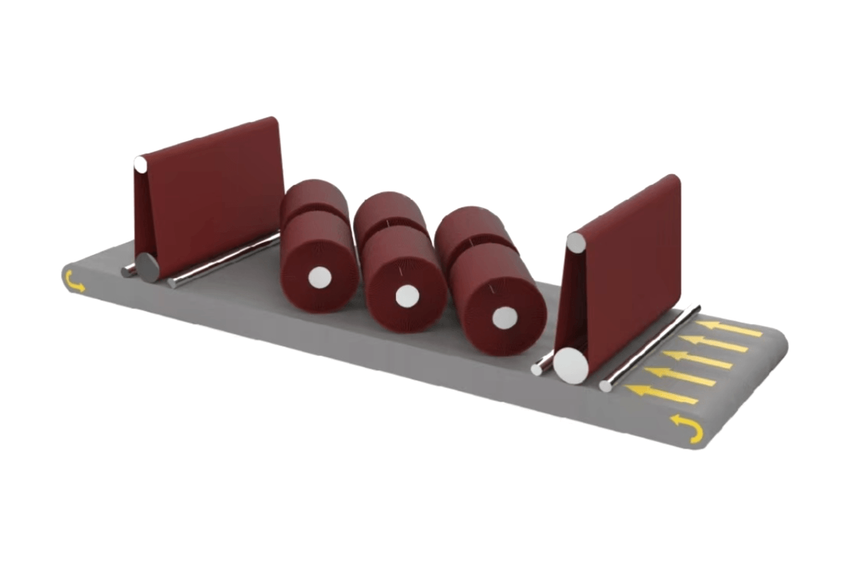 Lasvio BRB configuration: abrasive belt, rotary brush, abrasive belt