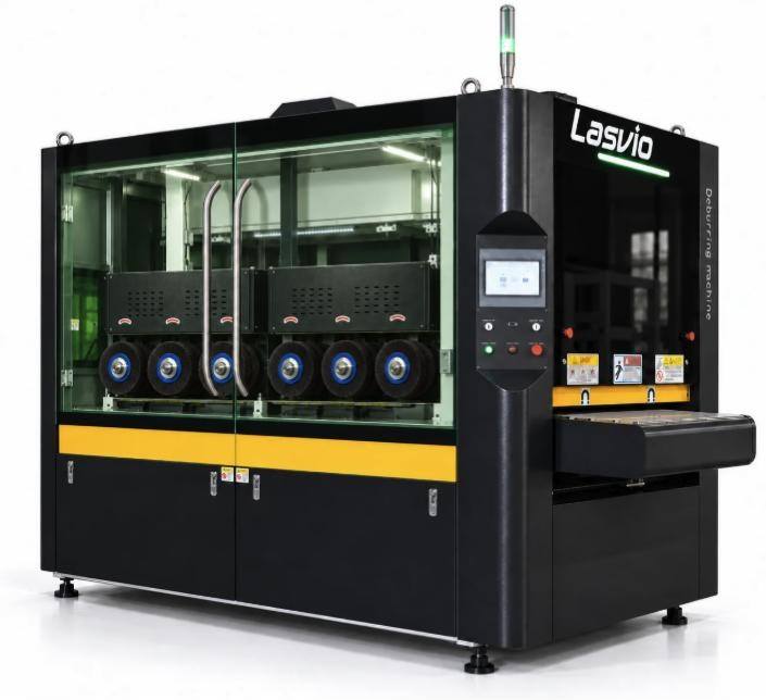 Lasvio RR sheet metal edge rounding machine with universal rotary brushes